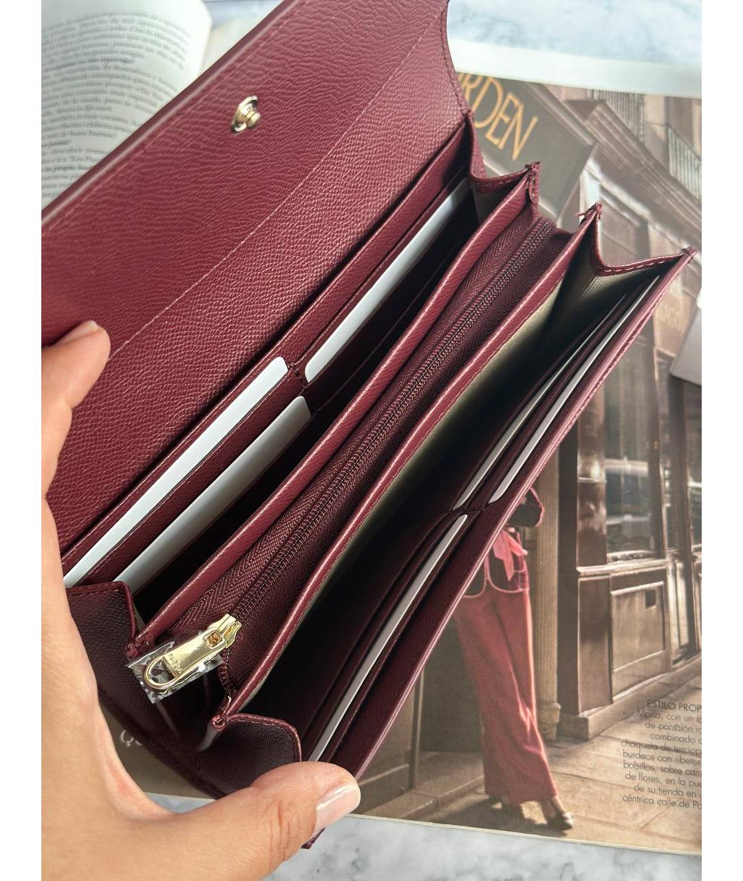 FURLA Бордовый кожаный кошелек, фото 6