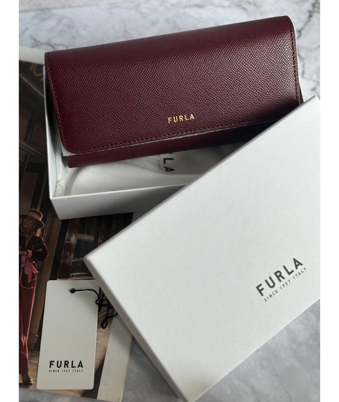 FURLA Бордовый кожаный кошелек, фото 8