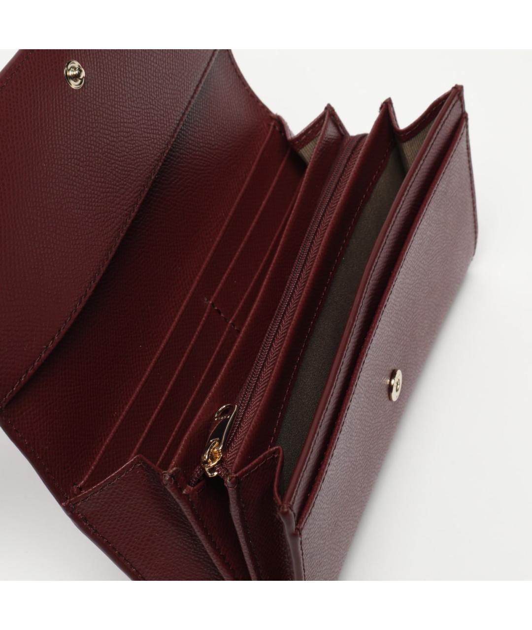 FURLA Бордовый кожаный кошелек, фото 3
