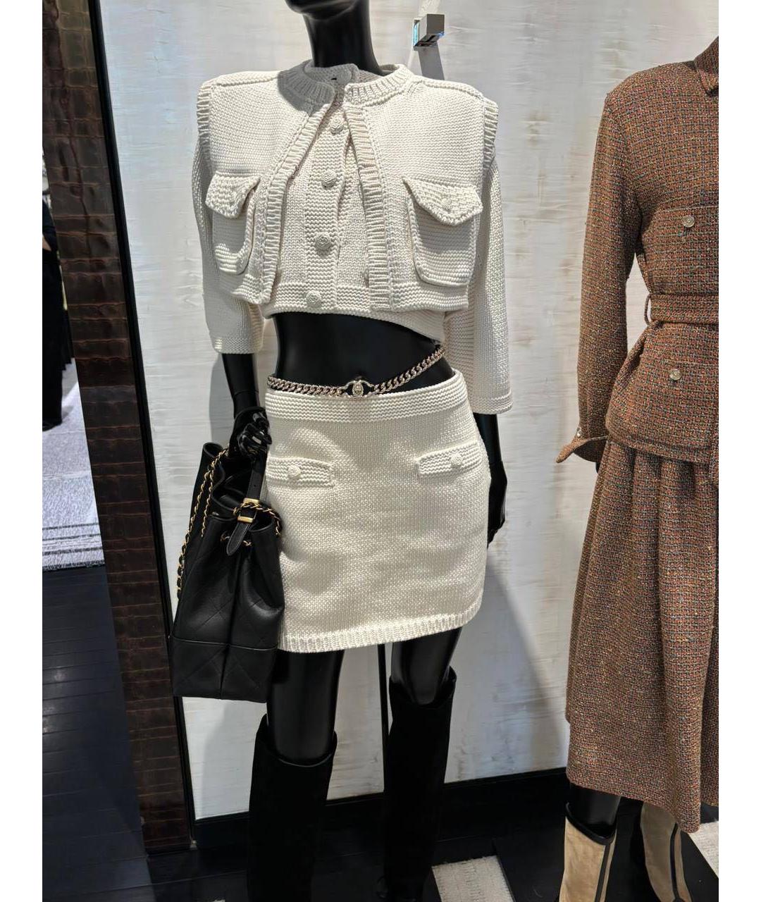 CHANEL Белая хлопковая юбка мини, фото 5