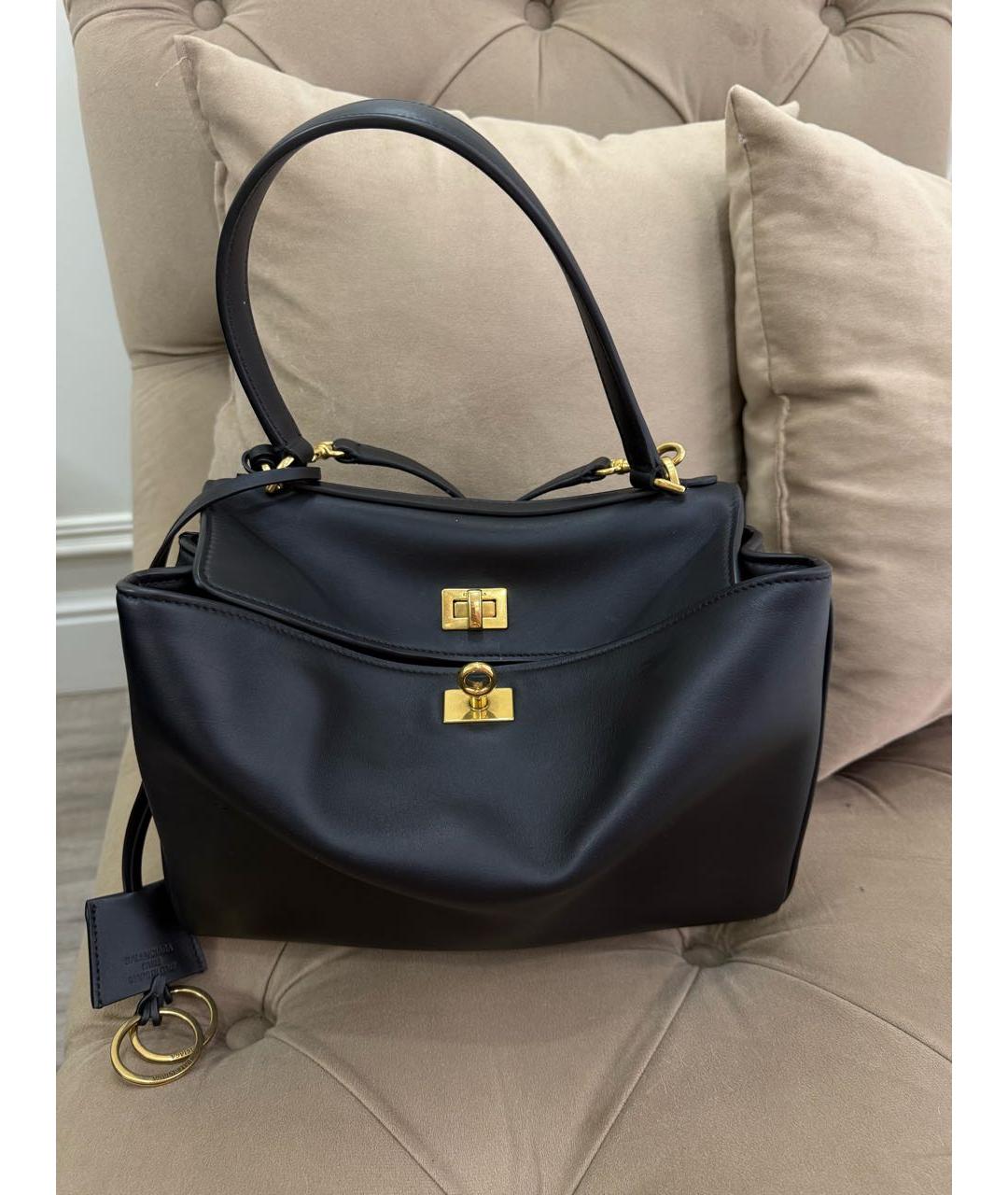 BALENCIAGA Черная кожаная сумка с короткими ручками, фото 6