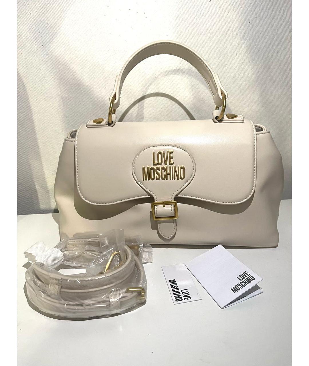 LOVE MOSCHINO Бежевая сумка с короткими ручками из искусственной кожи, фото 5