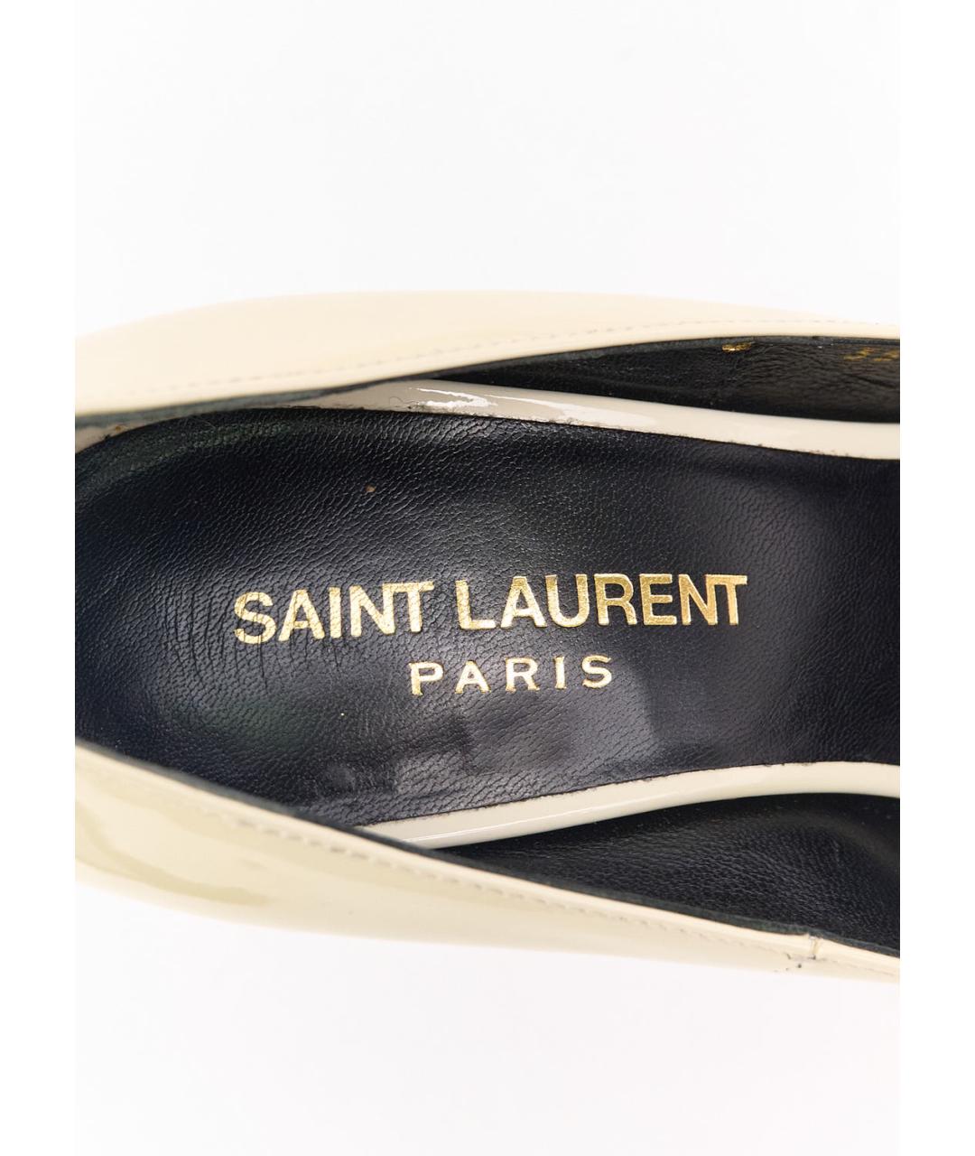 SAINT LAURENT Бежевые туфли из лакированной кожи, фото 6