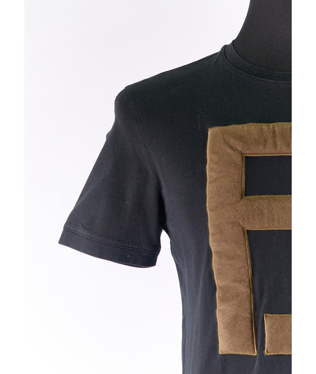 FENDI Черная хлопковая футболка, фото 2