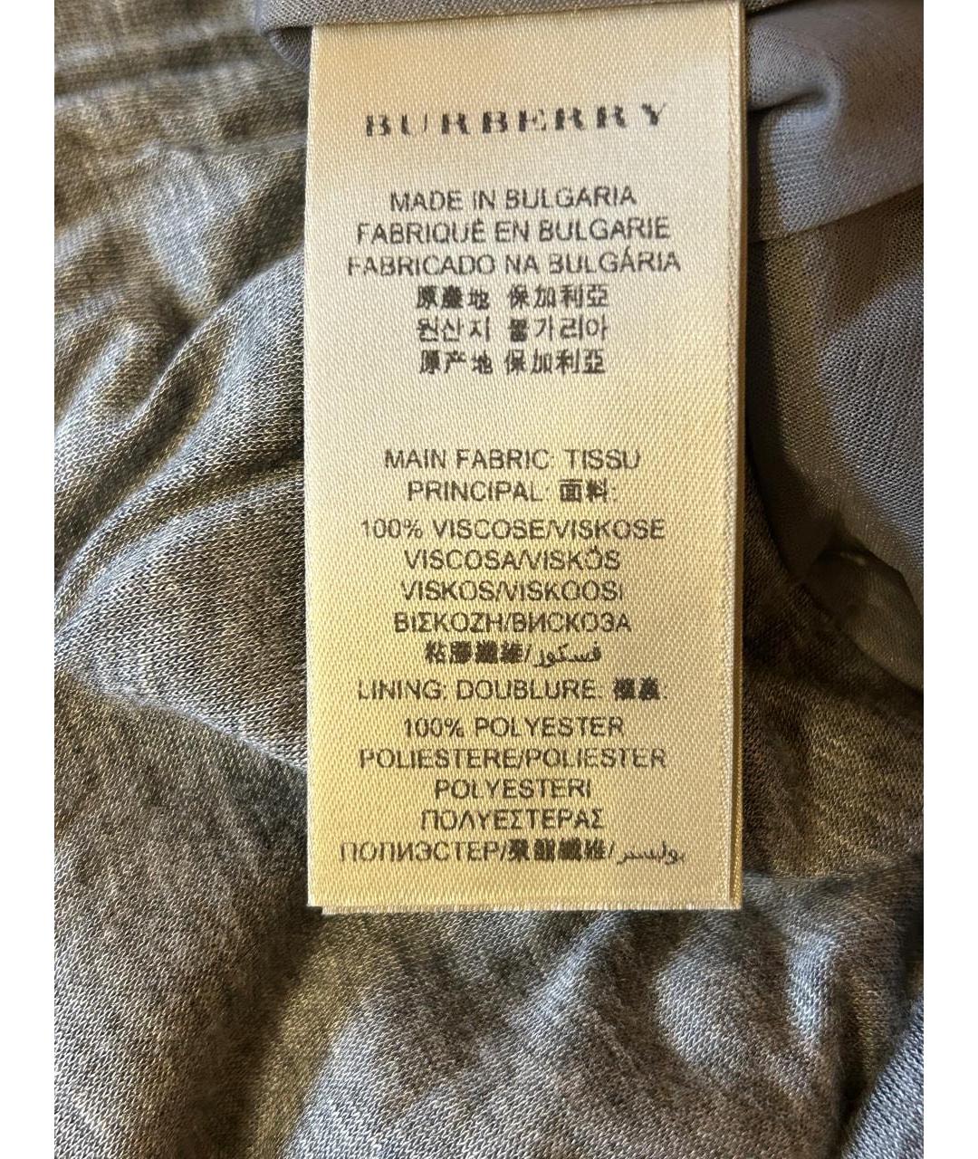 BURBERRY Серое вискозное платье, фото 4