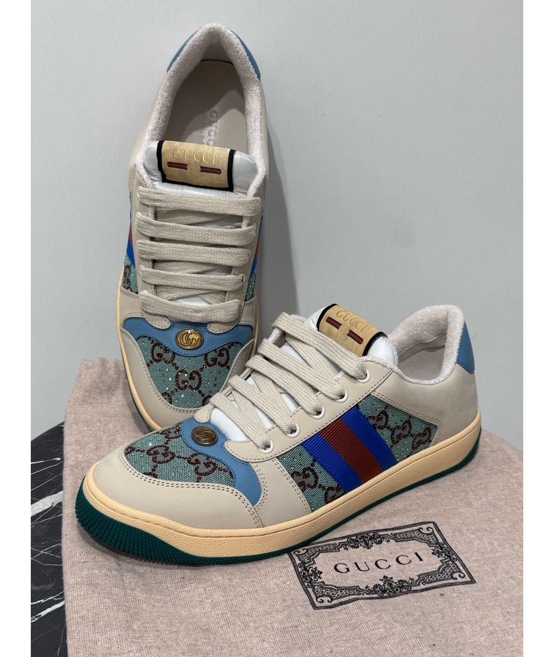 GUCCI Бежевые кожаные кеды, фото 2