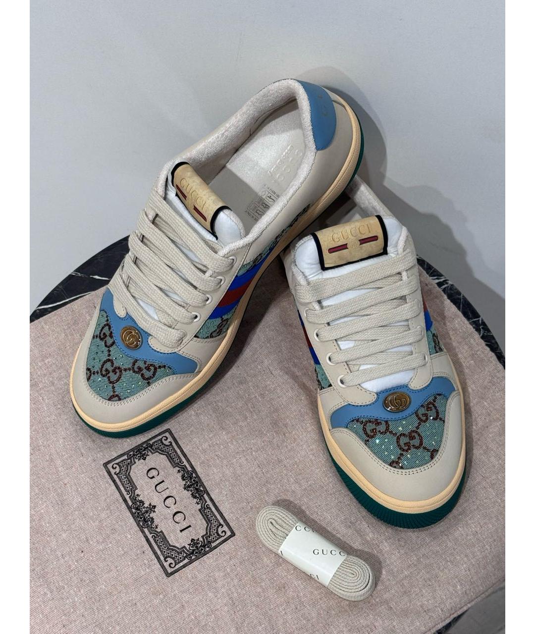 GUCCI Бежевые кожаные кеды, фото 8