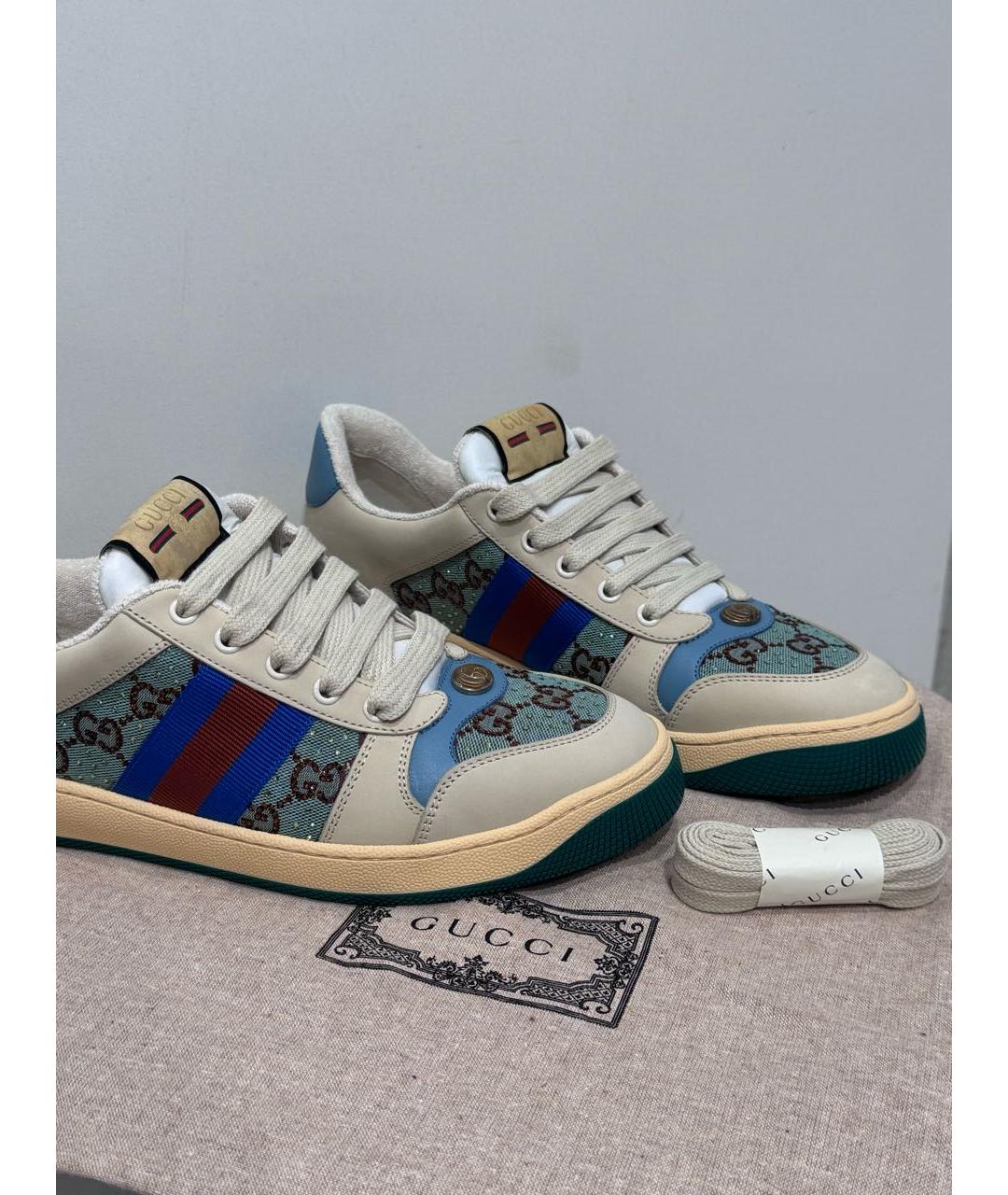 GUCCI Бежевые кожаные кеды, фото 6
