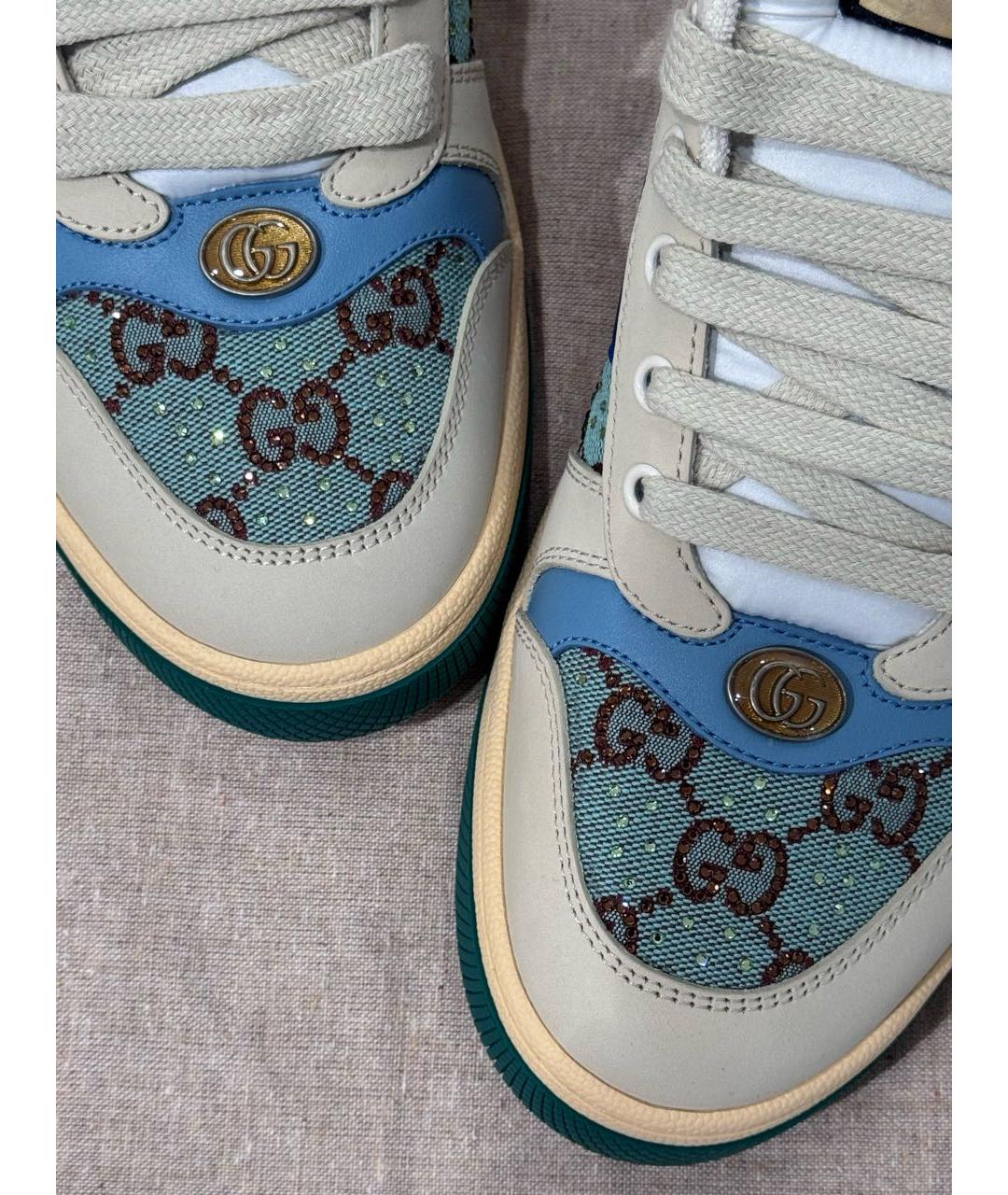 GUCCI Бежевые кожаные кеды, фото 7