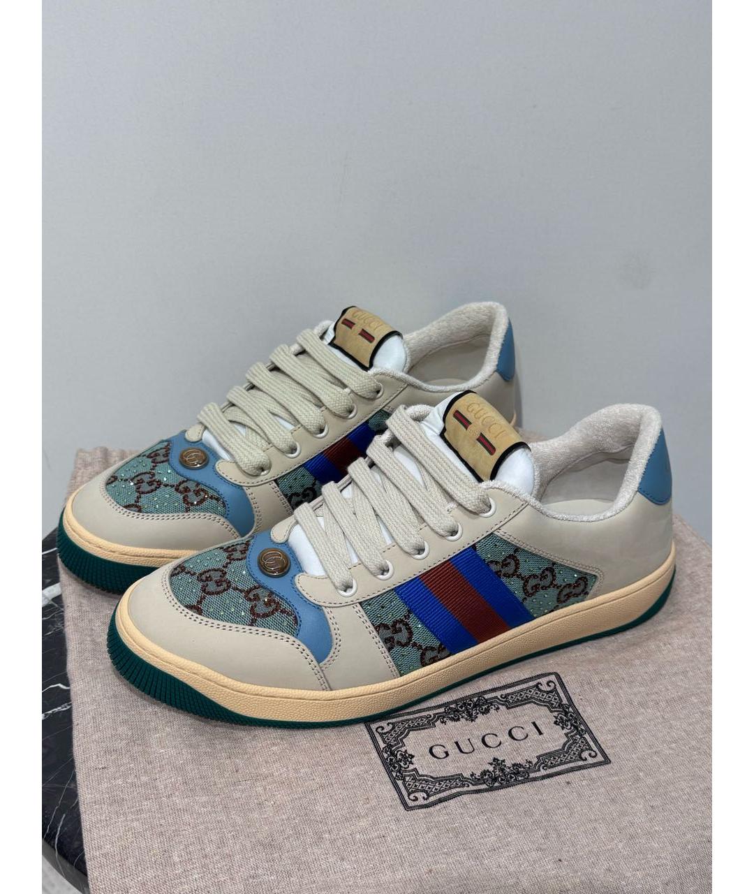 GUCCI Бежевые кожаные кеды, фото 9