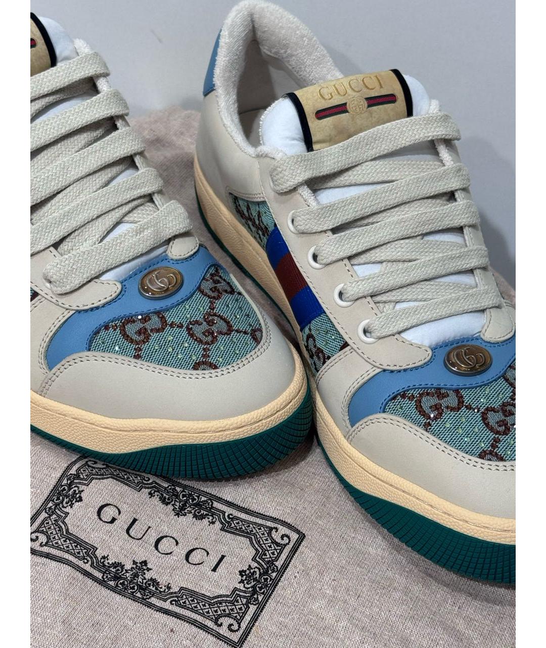 GUCCI Бежевые кожаные кеды, фото 3