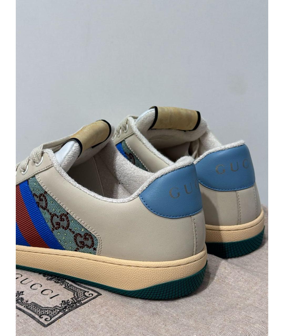 GUCCI Бежевые кожаные кеды, фото 5