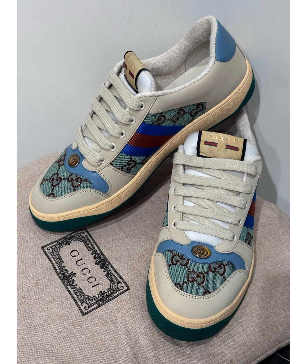 GUCCI Бежевые кожаные кеды, фото 4