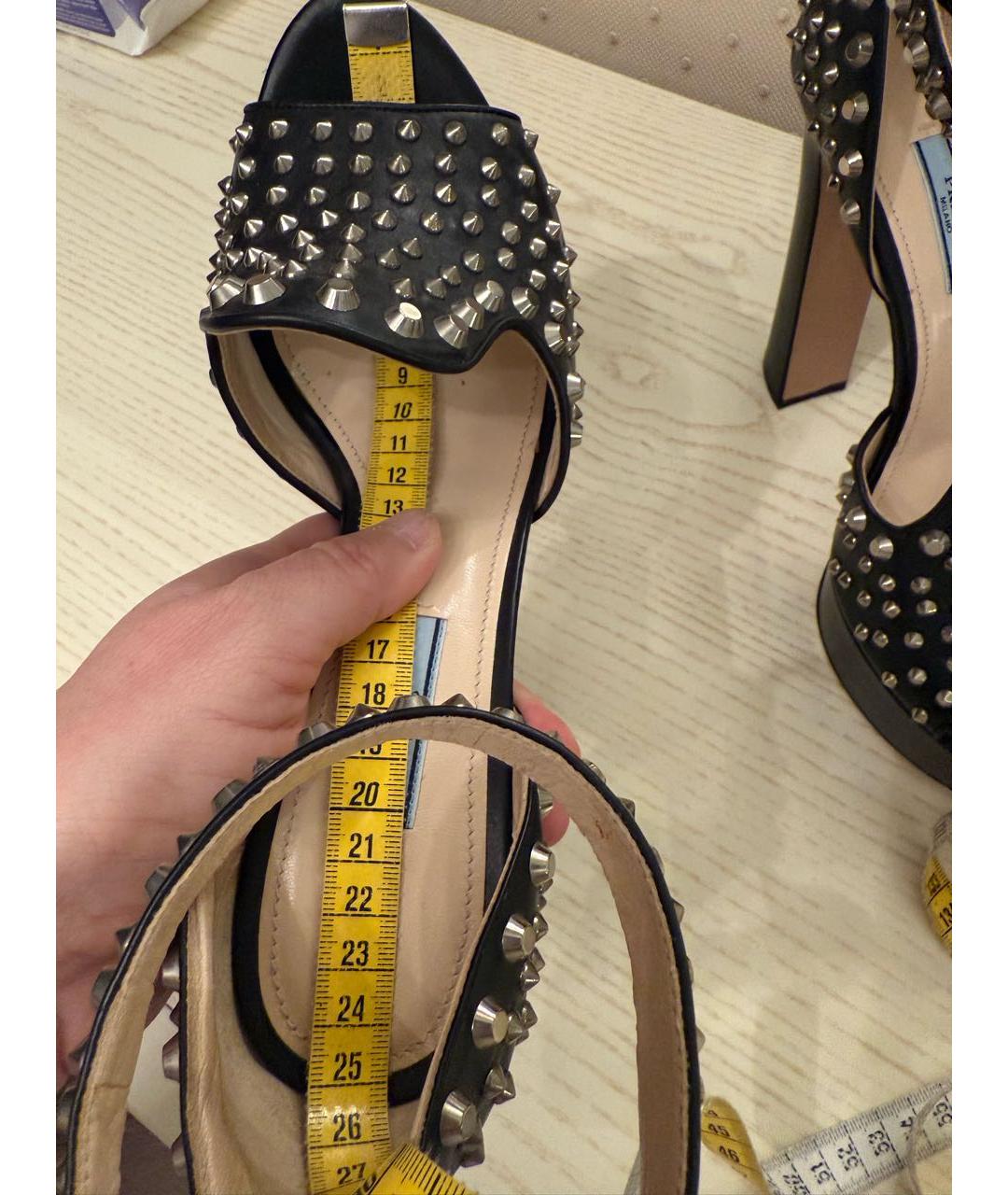 PRADA Черные кожаные босоножки, фото 8