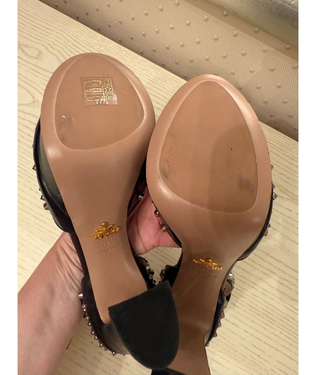 PRADA Черные кожаные босоножки, фото 6