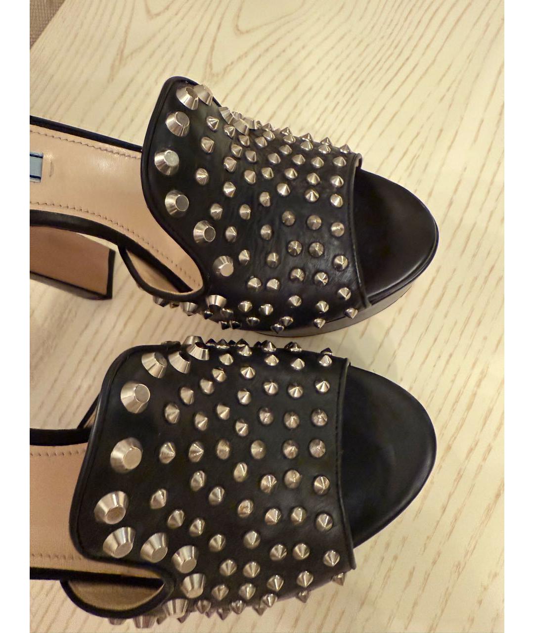 PRADA Черные кожаные босоножки, фото 3