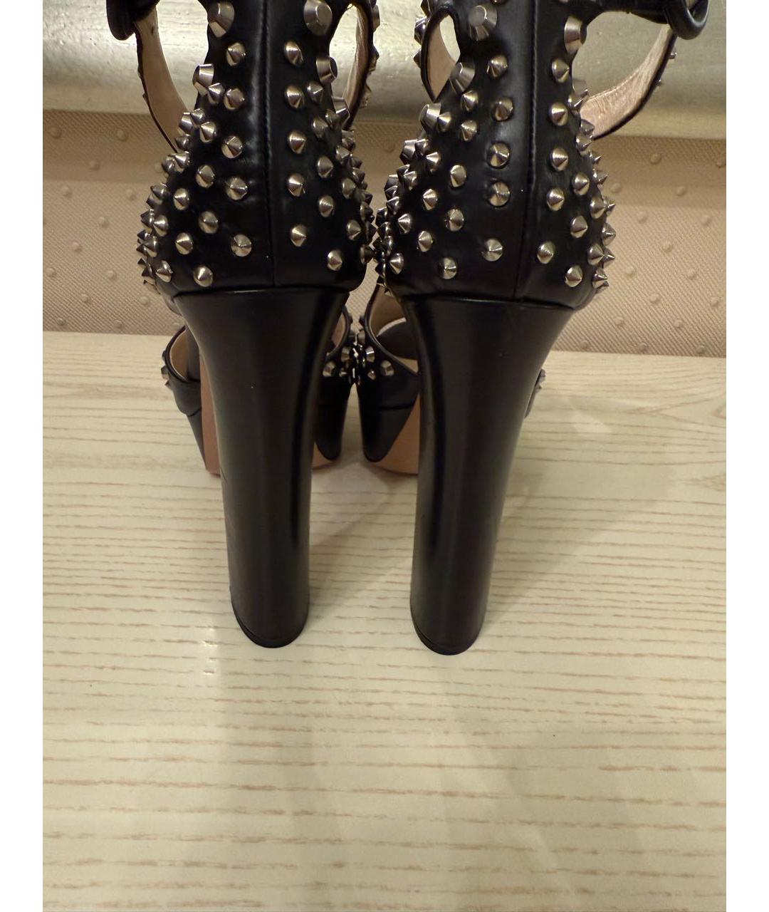 PRADA Черные кожаные босоножки, фото 4