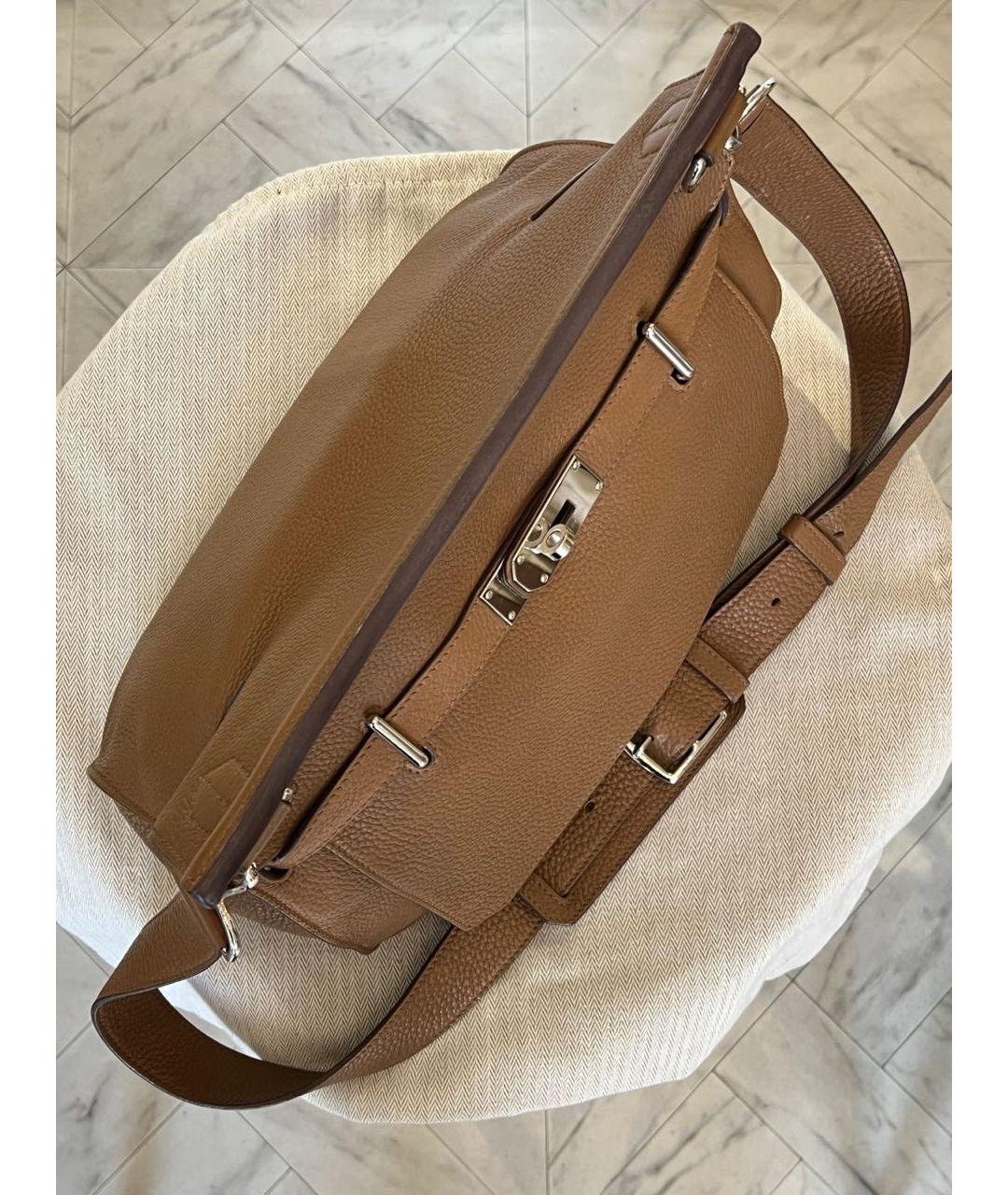 HERMES Коричневая кожаная сумка через плечо, фото 4