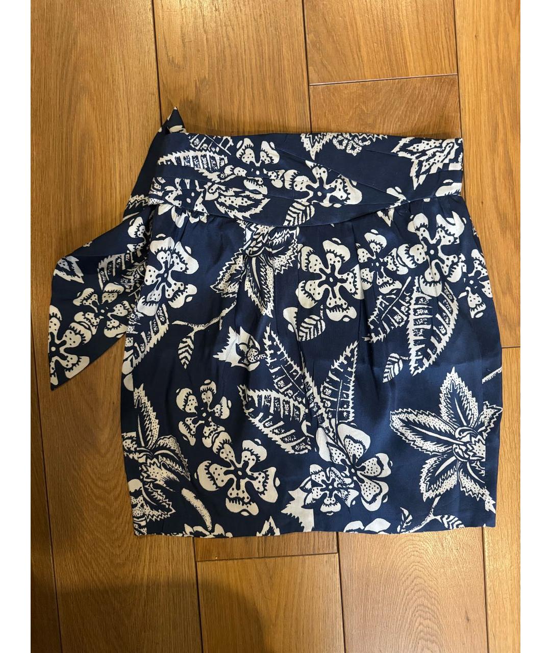 ISABEL MARANT Синяя шелковая юбка мини, фото 2