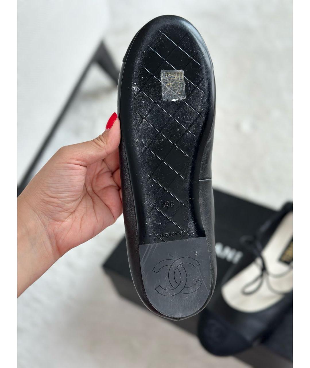 CHANEL Черные кожаные балетки, фото 6