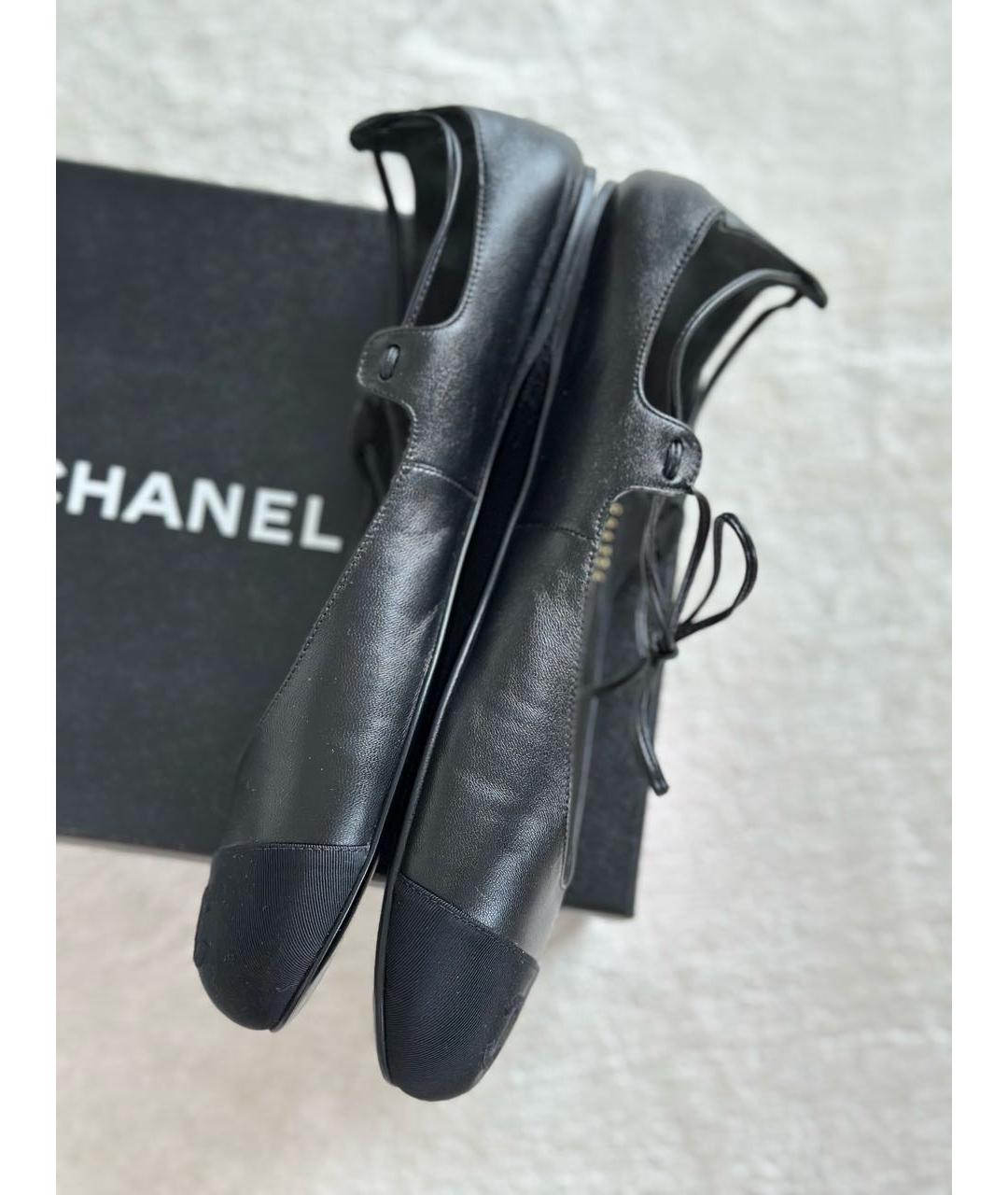 CHANEL Черные кожаные балетки, фото 9