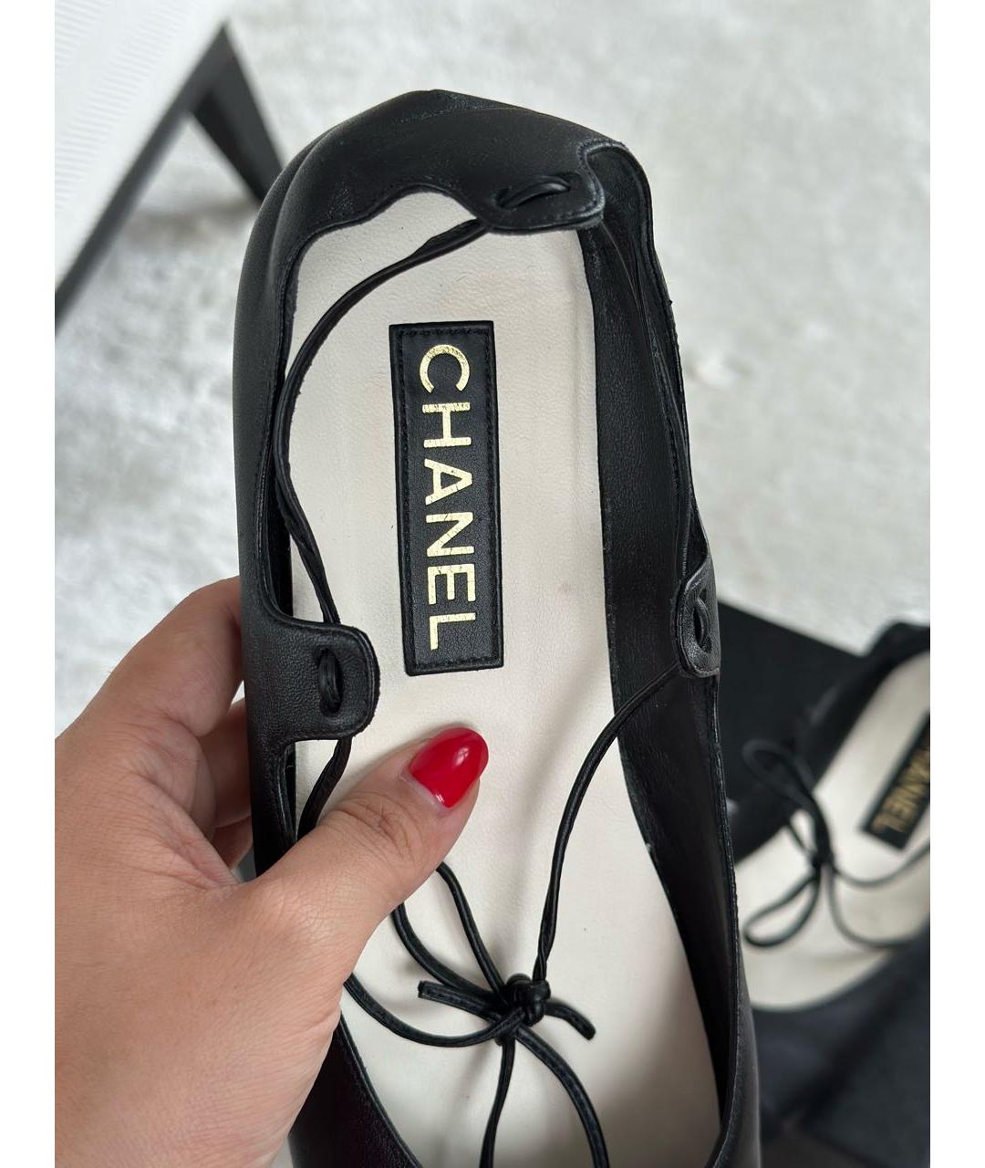 CHANEL Черные кожаные балетки, фото 8
