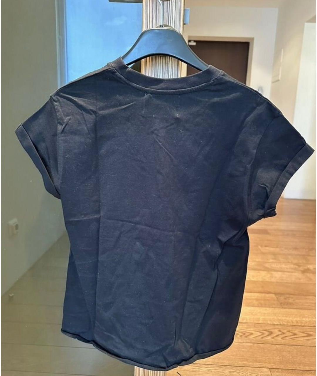 FORTE COUTURE Черная хлопко-эластановая футболка, фото 2
