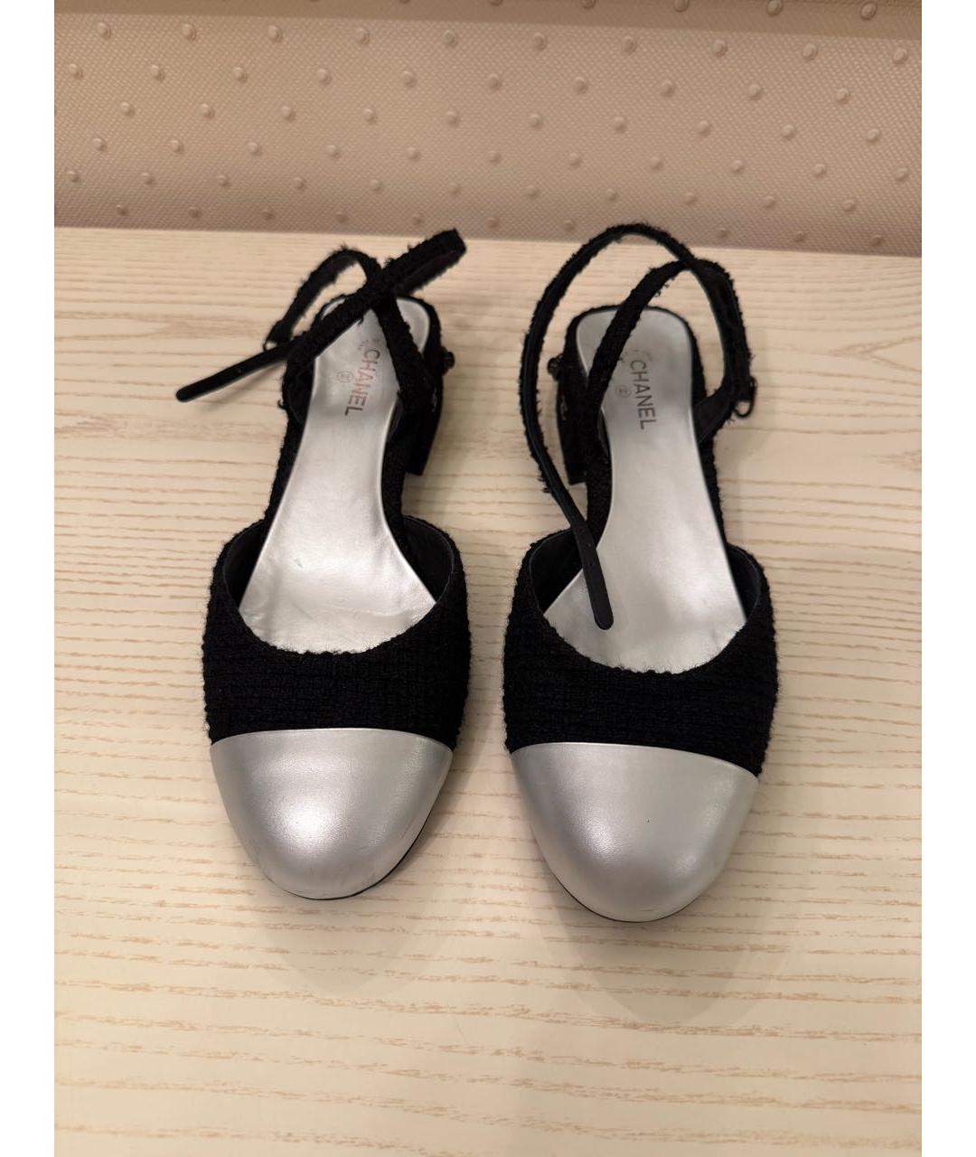 CHANEL Черные текстильные туфли, фото 2