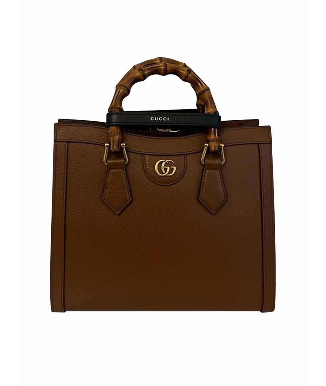 GUCCI Коричневая кожаная сумка с короткими ручками, фото 1