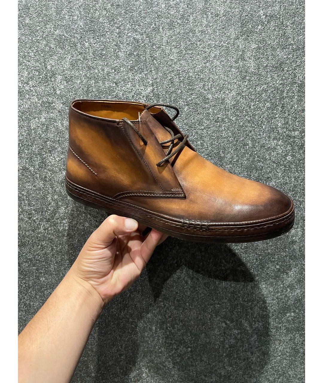 BERLUTI Коричневые кожаные низкие ботинки, фото 9