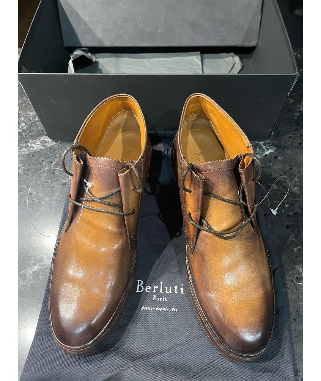 BERLUTI Коричневые кожаные низкие ботинки, фото 2