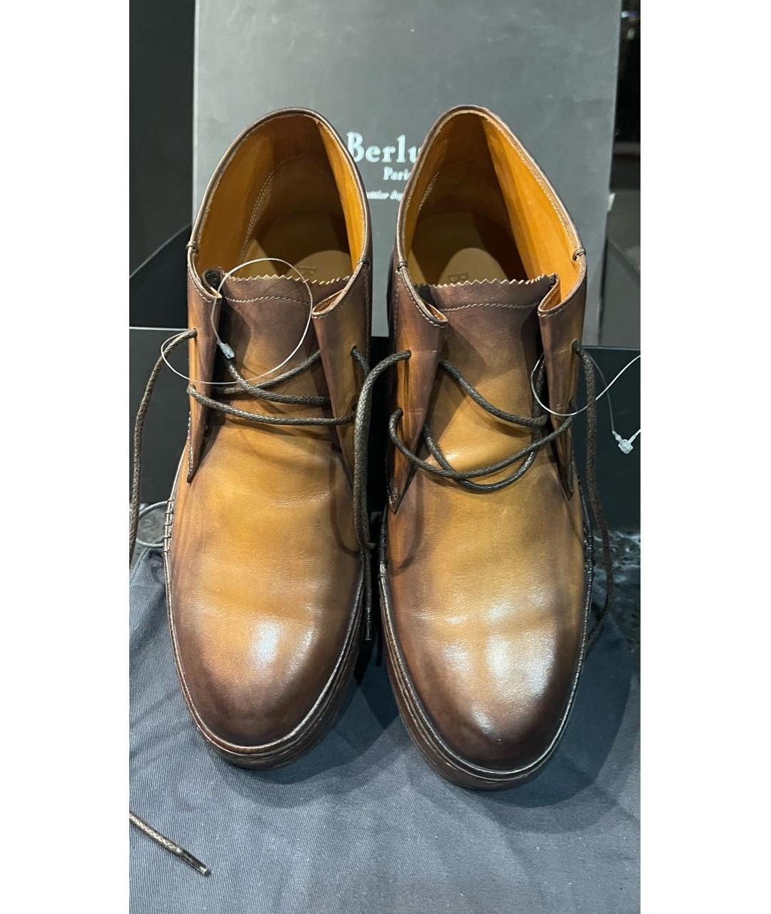 BERLUTI Коричневые кожаные низкие ботинки, фото 3