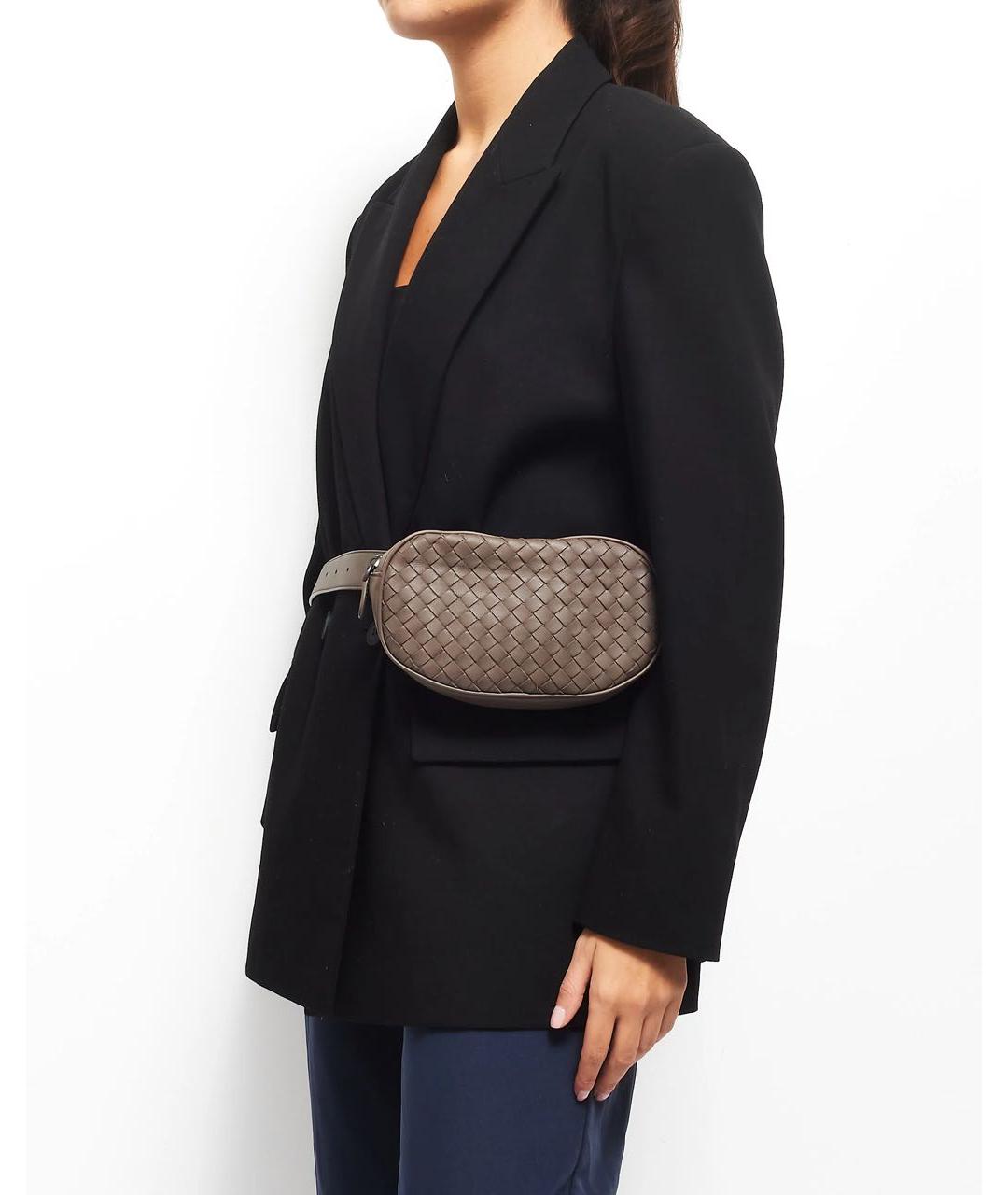 BOTTEGA VENETA Антрацитовая кожаная поясная сумка, фото 7