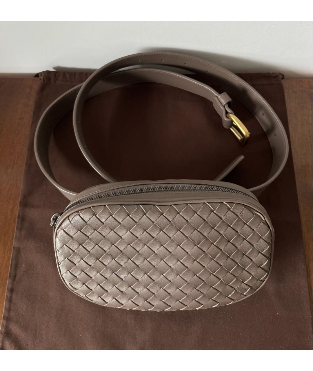 BOTTEGA VENETA Антрацитовая кожаная поясная сумка, фото 6