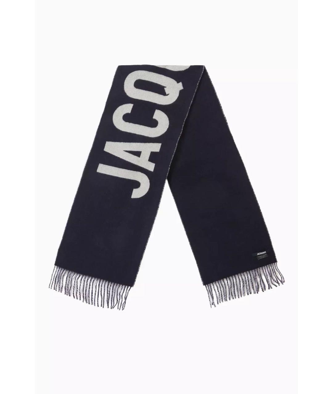 JACQUEMUS Темно-синий шерстяной шарф, фото 4