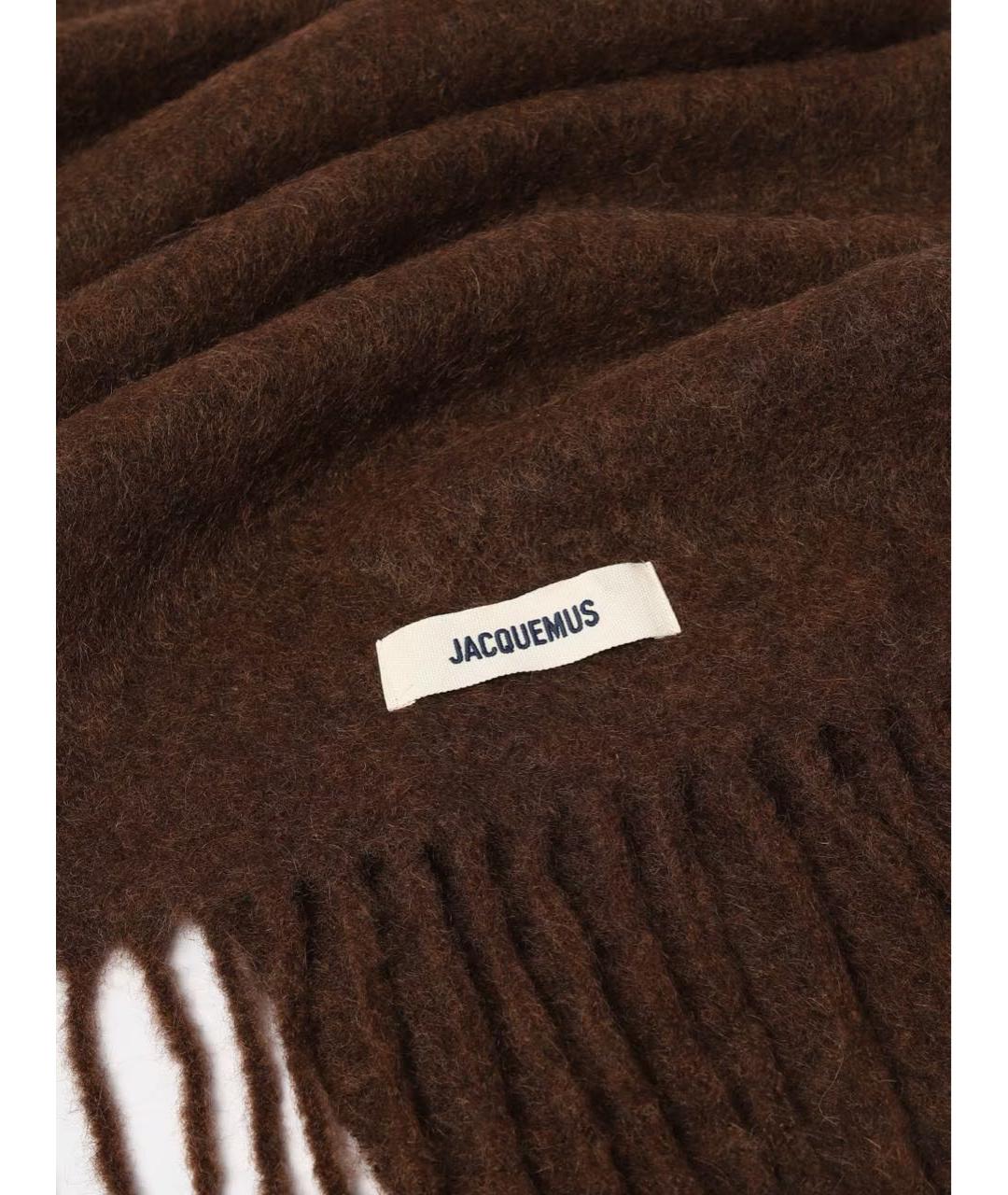 JACQUEMUS Коричневый шерстяной шарф, фото 2