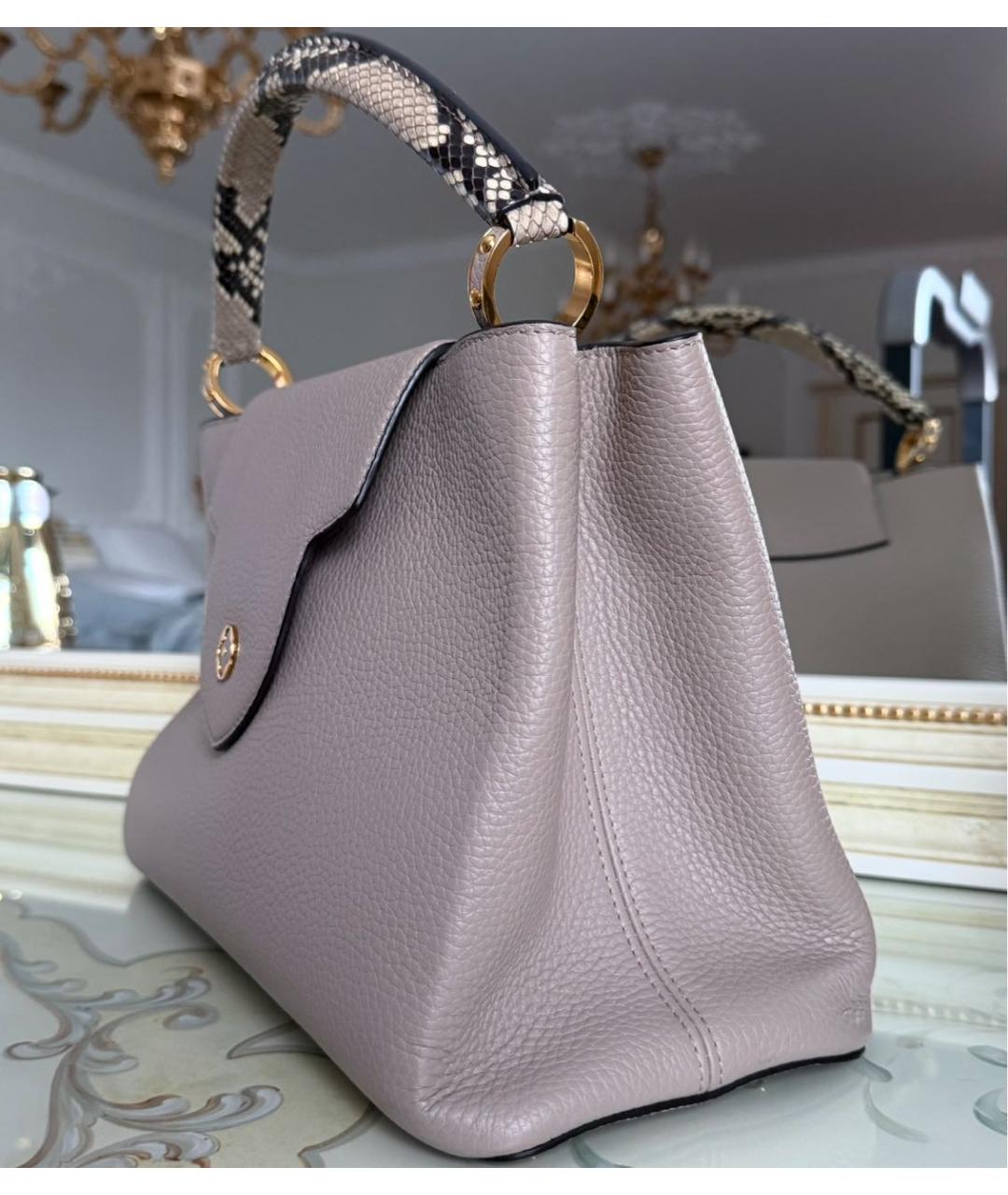 LOUIS VUITTON Бежевая кожаная сумка с короткими ручками, фото 2
