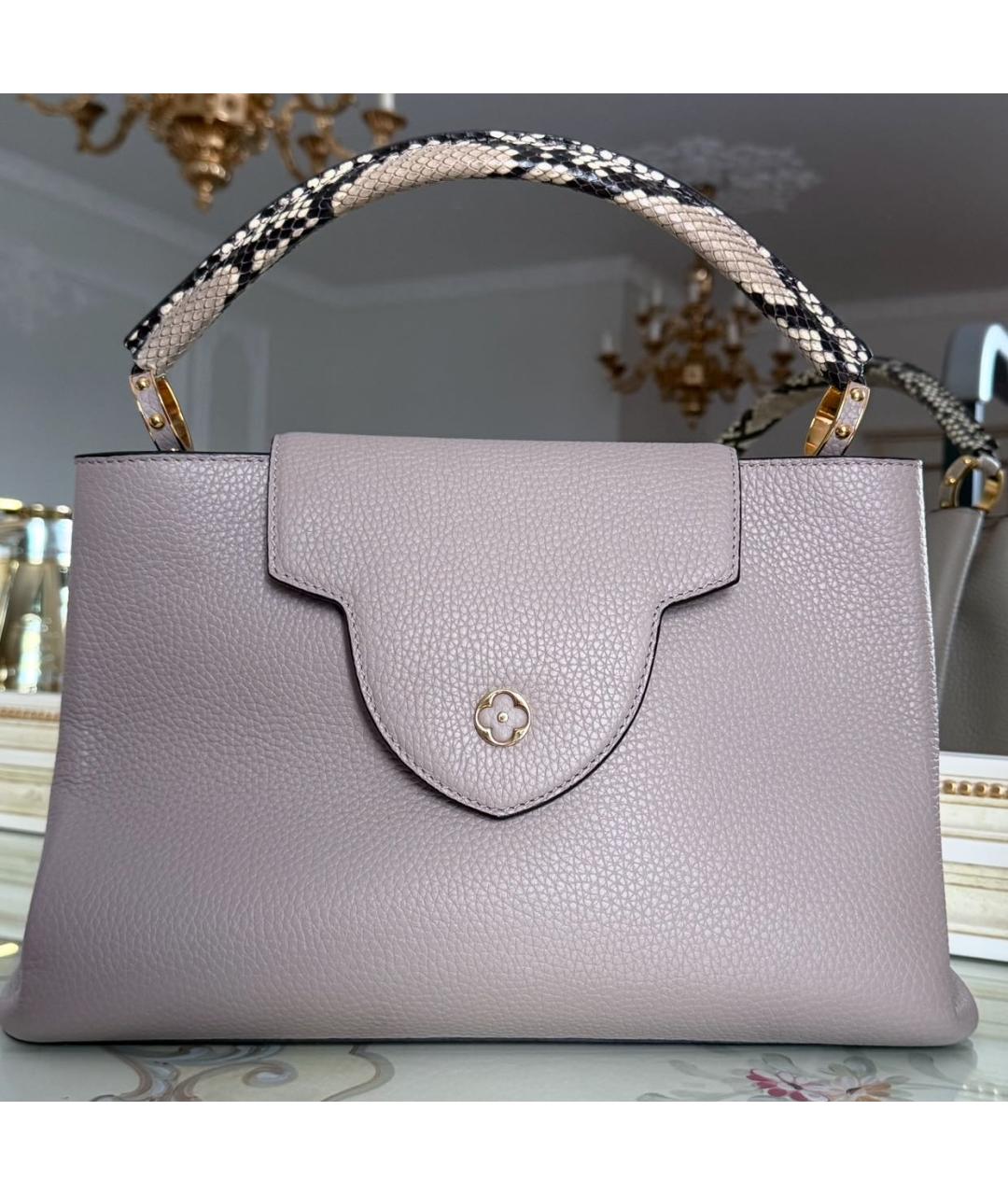 LOUIS VUITTON Бежевая кожаная сумка с короткими ручками, фото 4