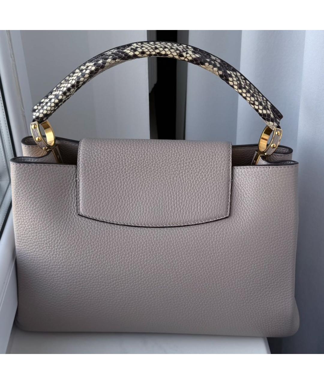 LOUIS VUITTON Бежевая кожаная сумка с короткими ручками, фото 3