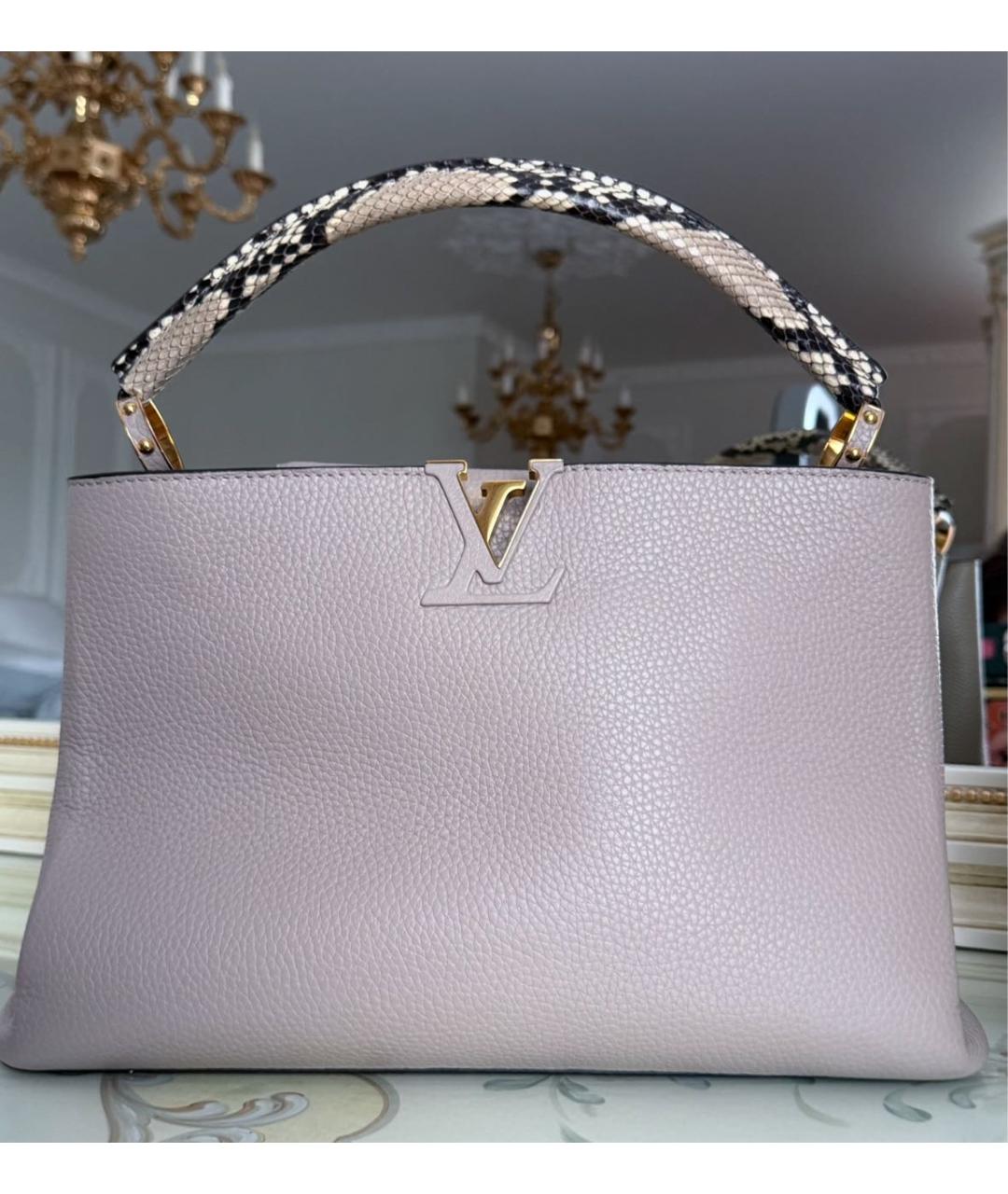 LOUIS VUITTON Бежевая кожаная сумка с короткими ручками, фото 5