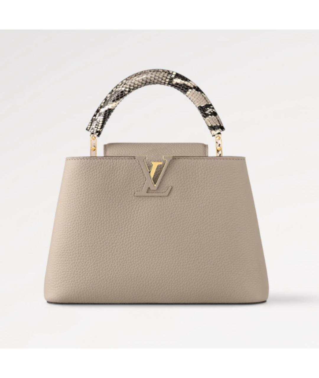 LOUIS VUITTON Бежевая кожаная сумка с короткими ручками, фото 8