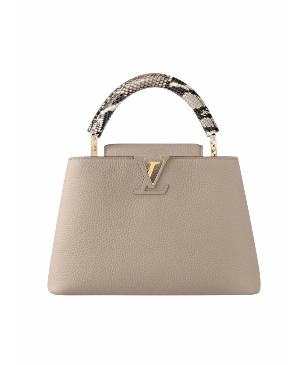 LOUIS VUITTON Бежевая кожаная сумка с короткими ручками, фото 1