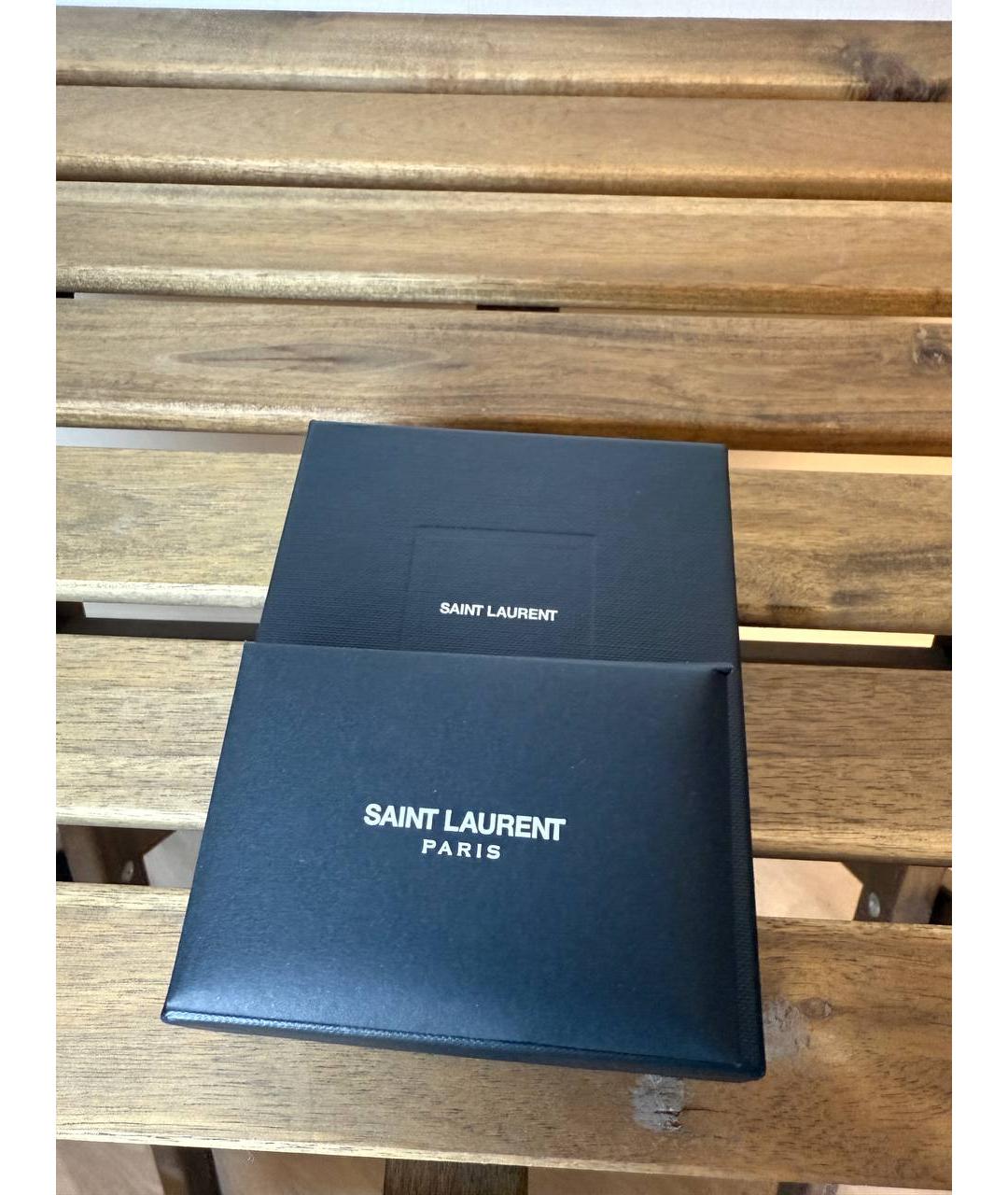 SAINT LAURENT Черный кожаный кардхолдер, фото 6