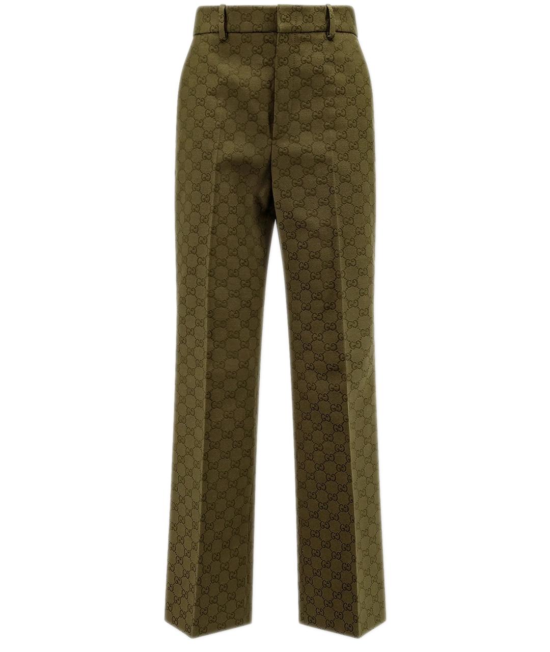 GUCCI Зеленые прямые брюки, фото 1