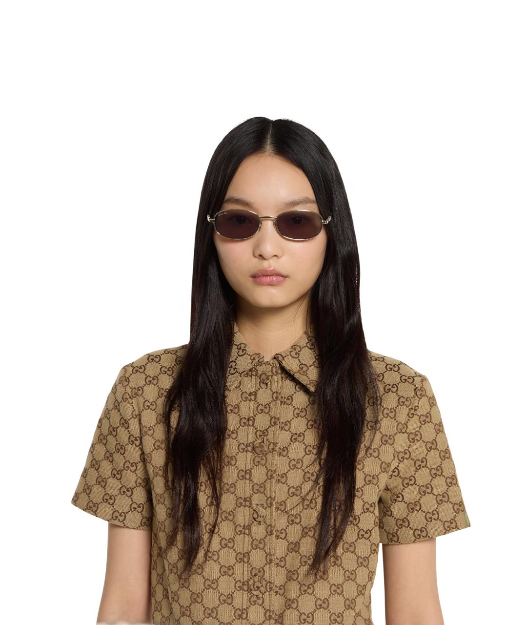 GUCCI Золотые солнцезащитные очки, фото 3