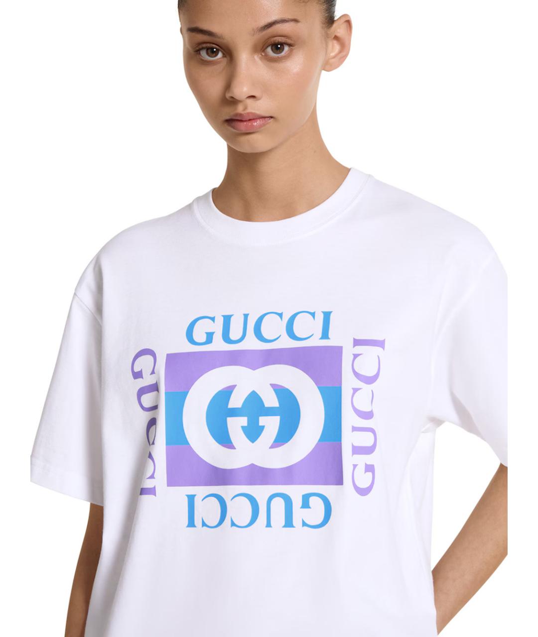 GUCCI Белая хлопковая футболка, фото 5