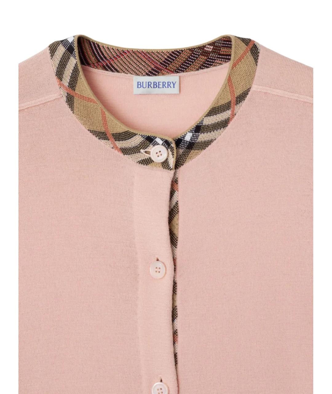 BURBERRY Розовый шерстяной кардиган, фото 2