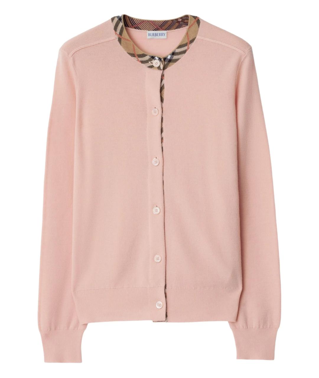 BURBERRY Розовый шерстяной кардиган, фото 1