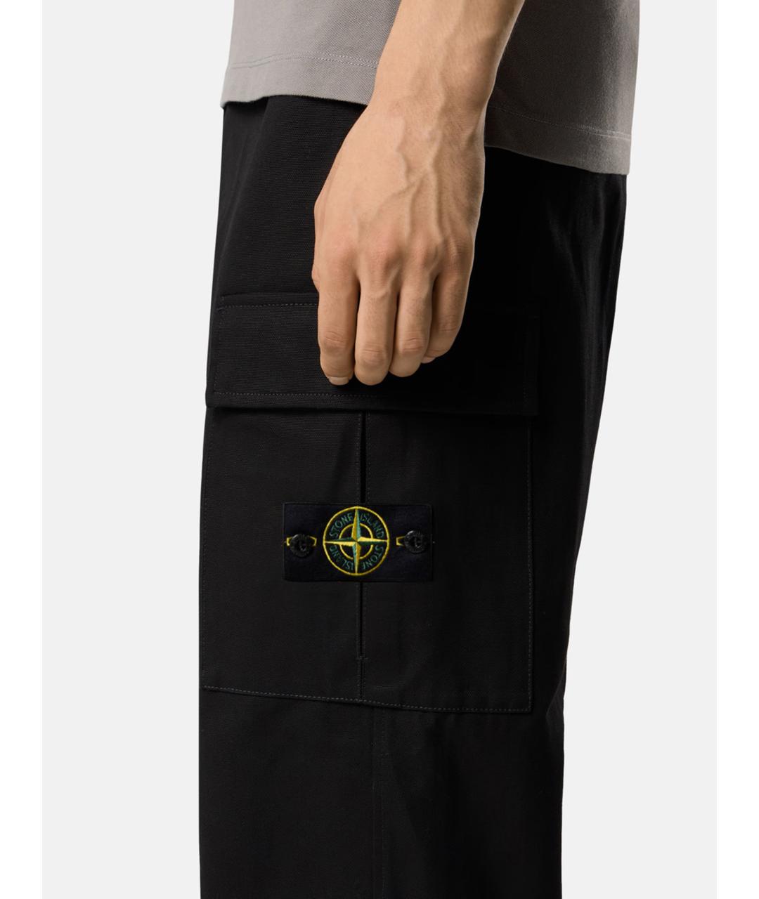 STONE ISLAND Черные хлопковые повседневные брюки, фото 3