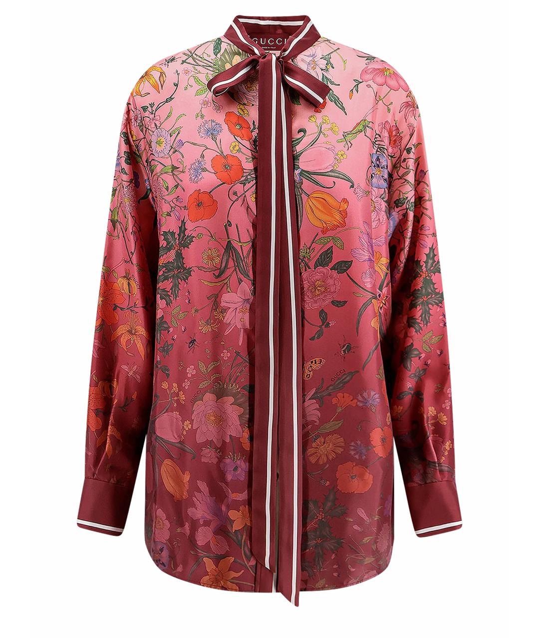 GUCCI Красная шелковая блузы, фото 1